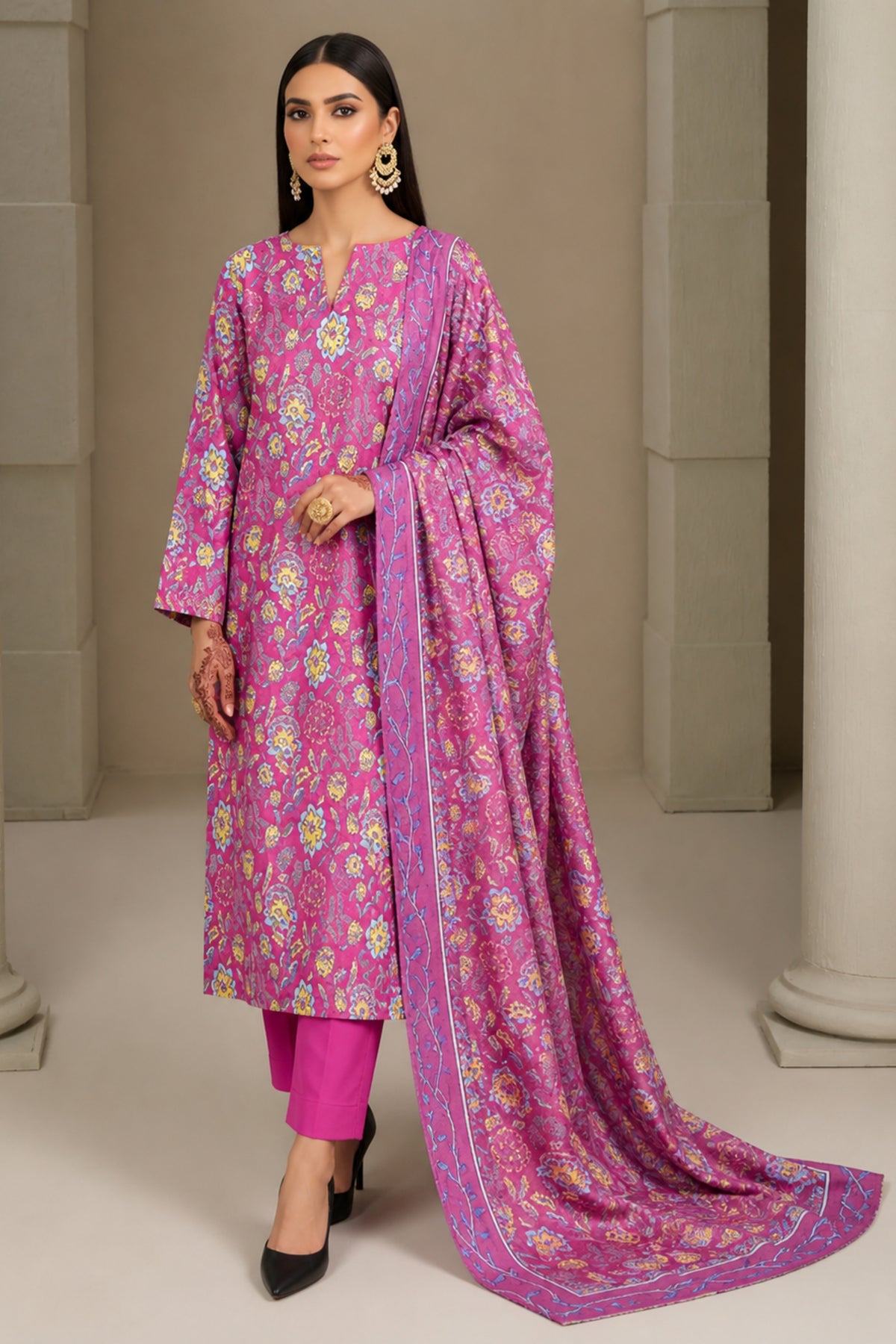 3 Piece Print Lawn Suit (Unstitched)
