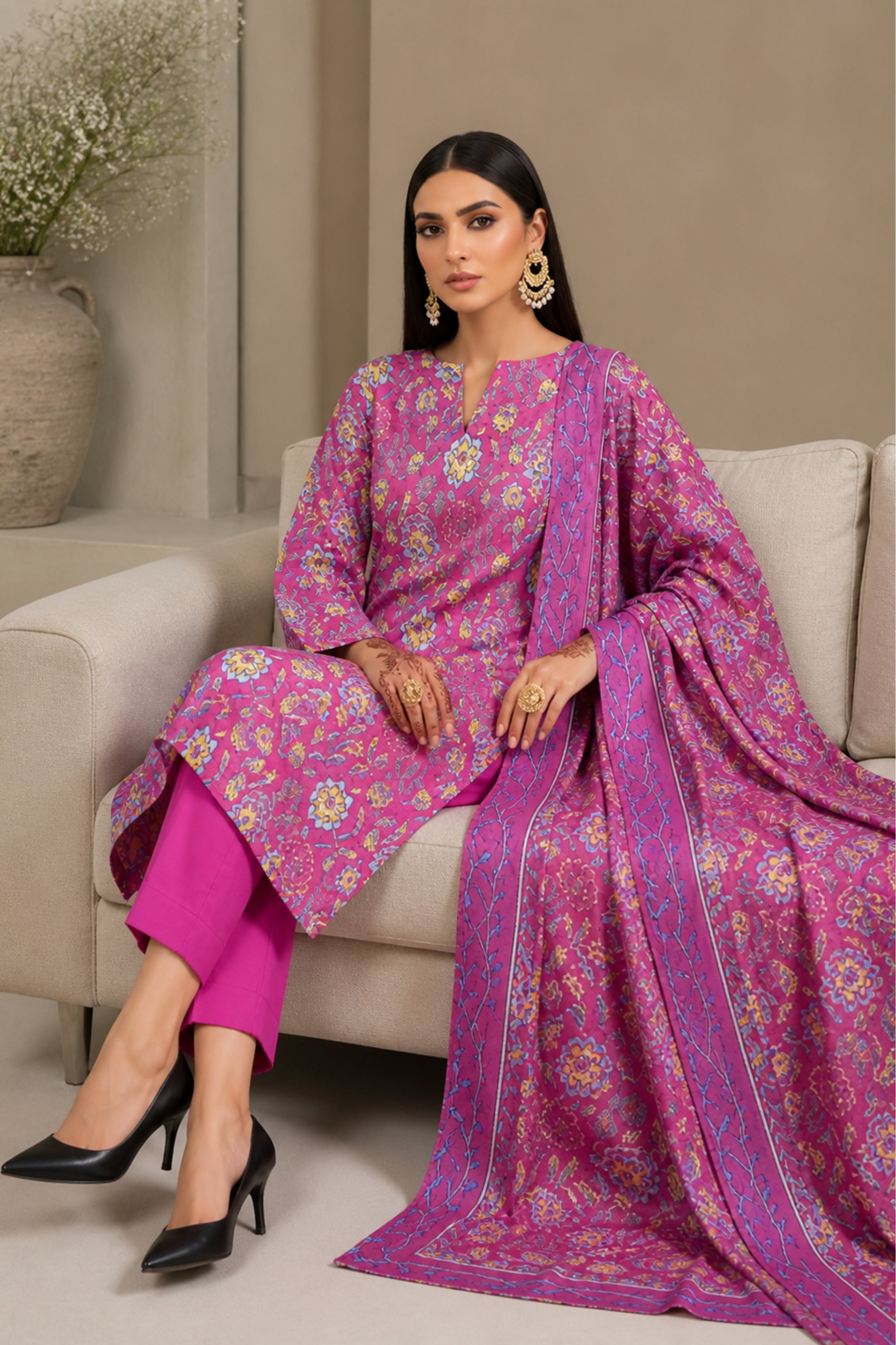 3 Piece Print Lawn Suit (Unstitched)