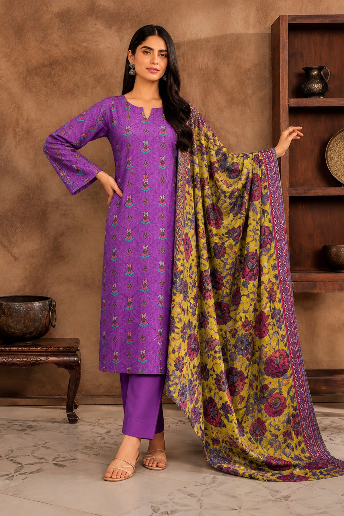 3 Piece Print Lawn Suit (Unstitched)