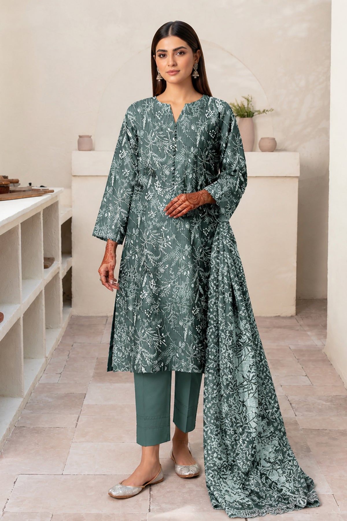 3 Piece Print Lawn Suit (Unstitched)