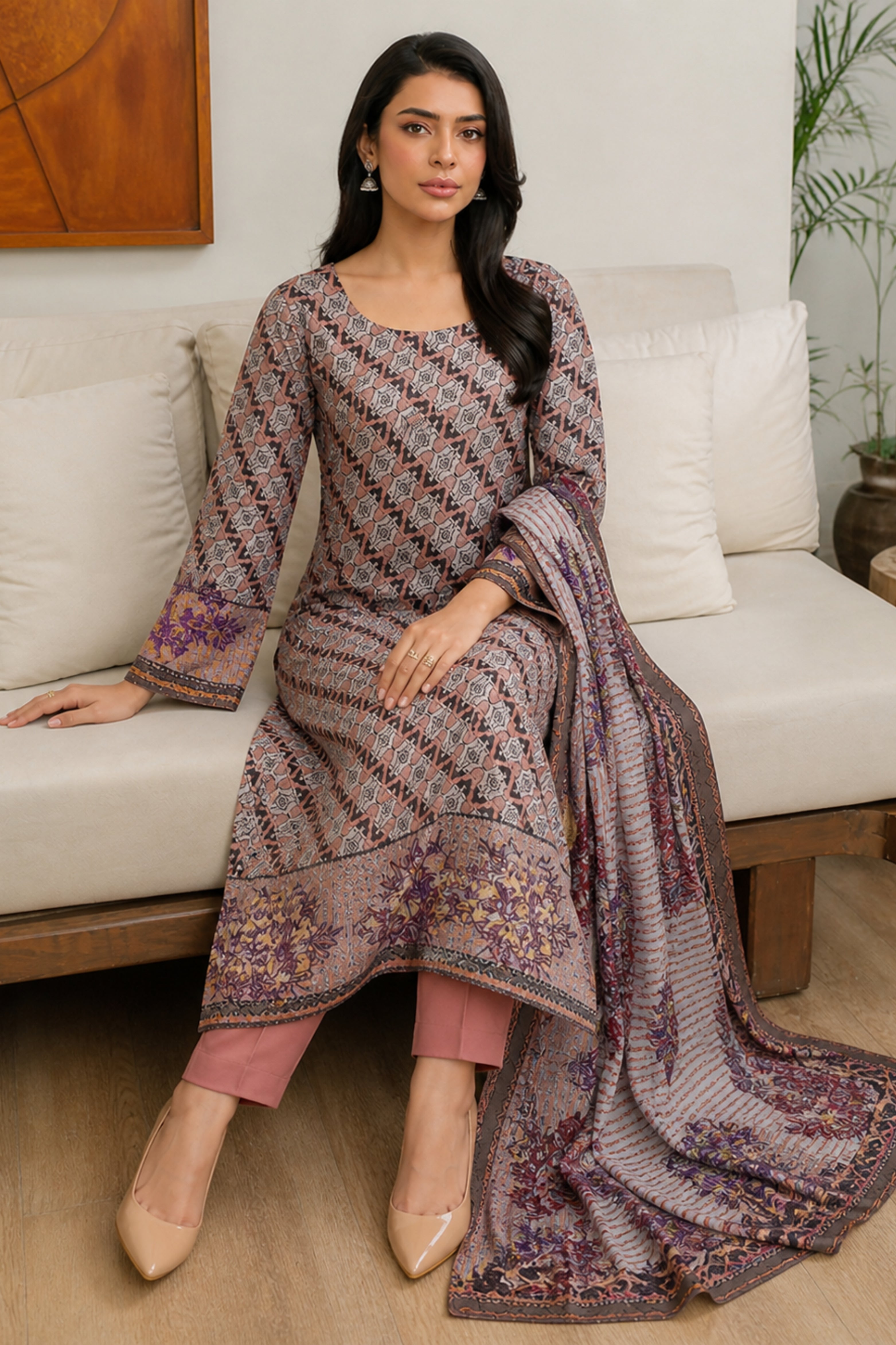 3 Piece Print Lawn Suit (Unstitched)