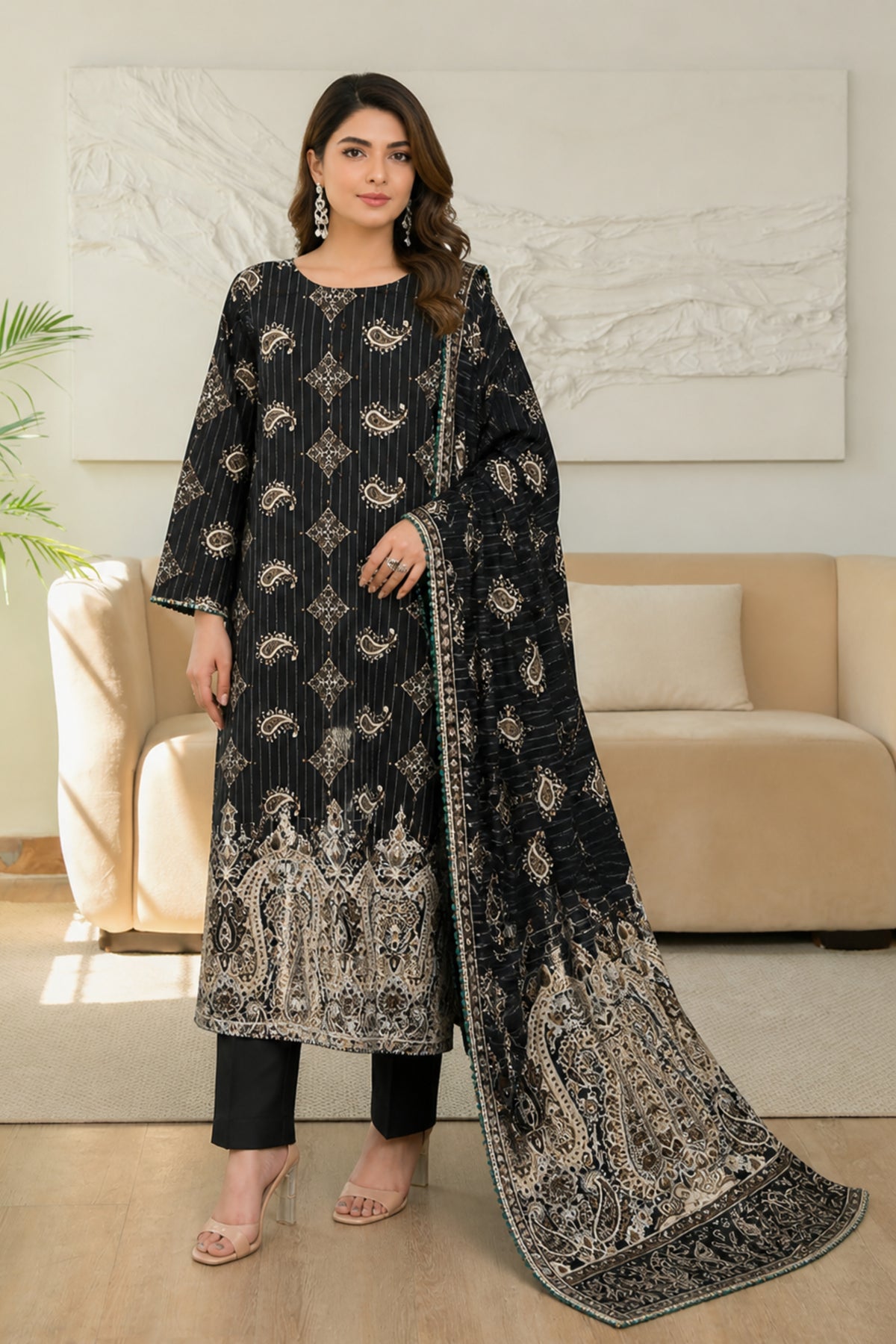 3 Piece Print Lawn Suit (Unstitched)