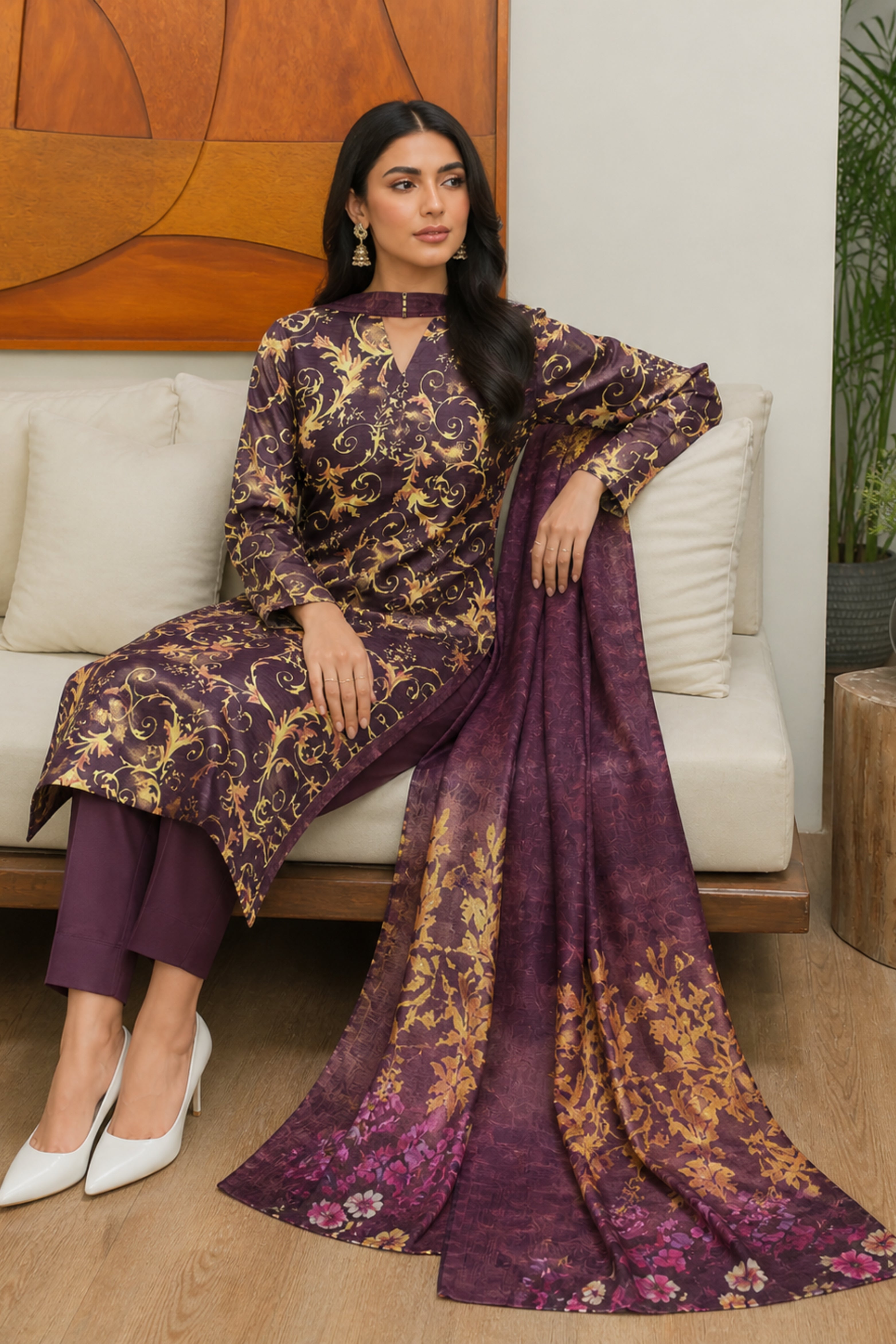 3 Piece Print Lawn Suit (Unstitched)
