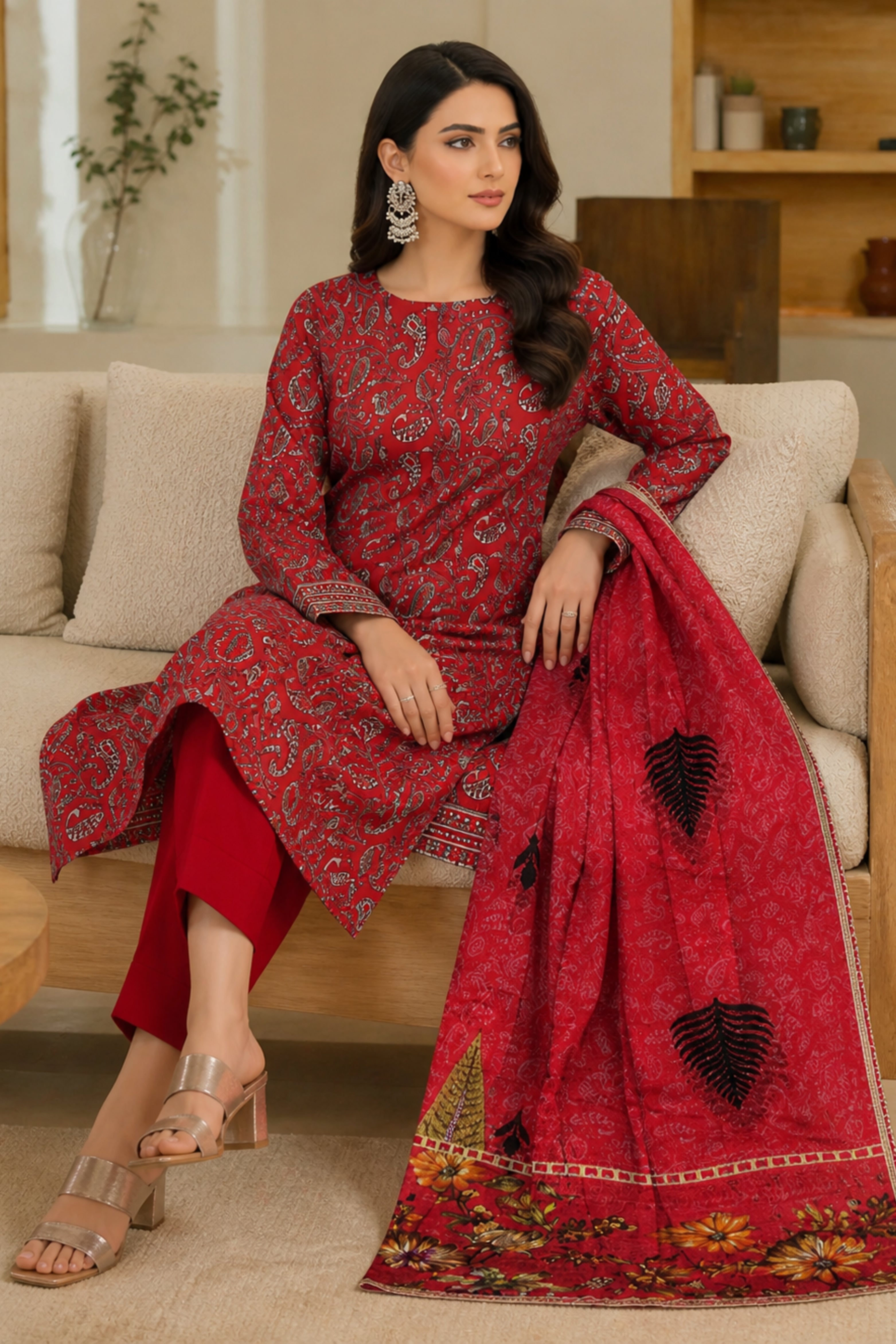 3 Piece Print Lawn Suit (Unstitched)
