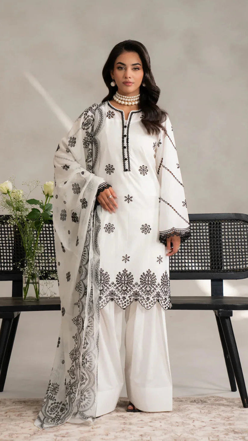 Embroidery lawn with chiffon duppata
