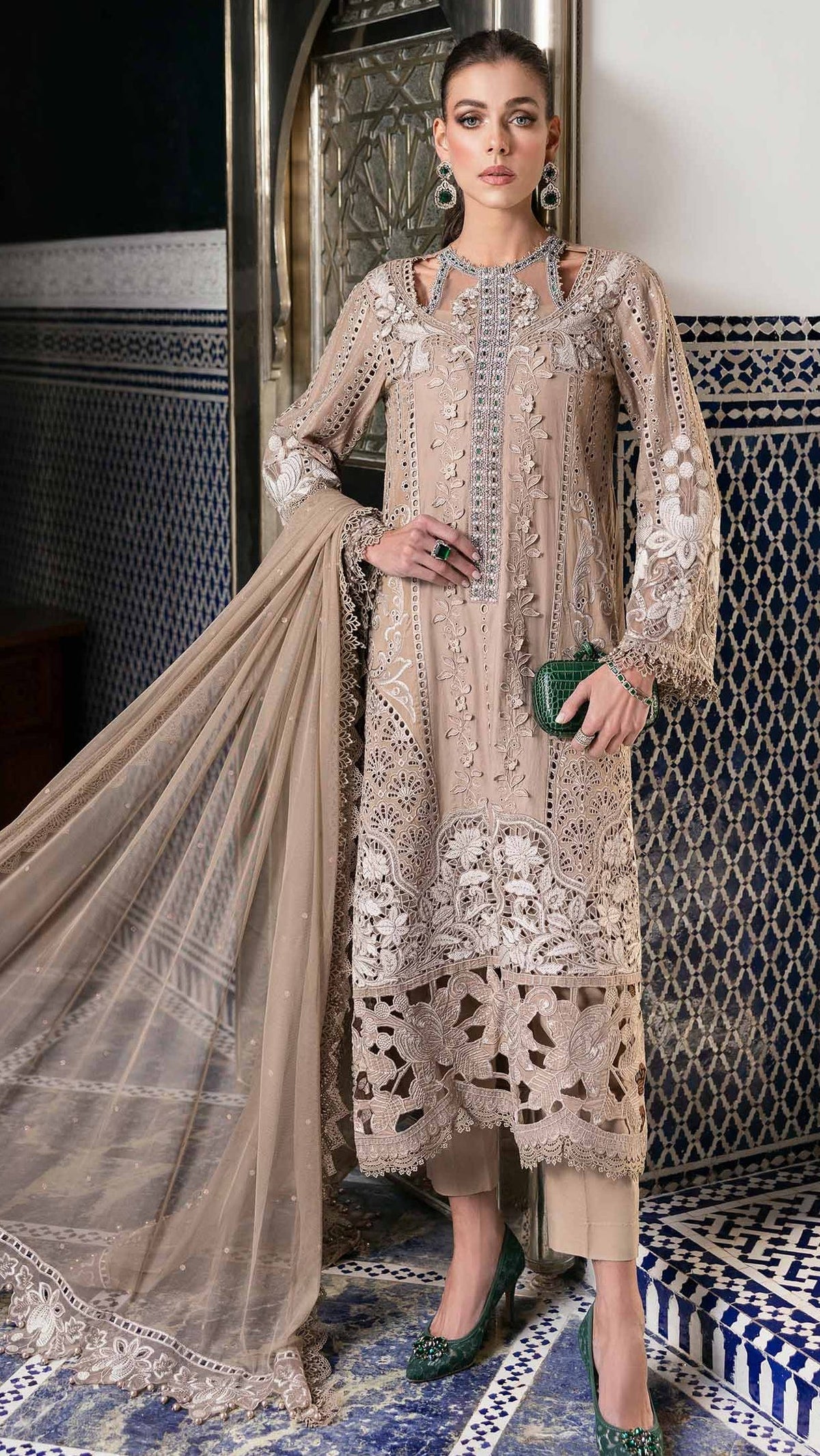 Embroidery lawn with chiffon duppata