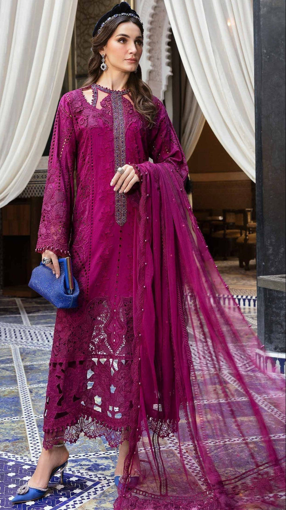 Embroidery lawn with chiffon duppata